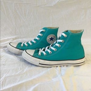 Teal Converse Hi Tops Size 8